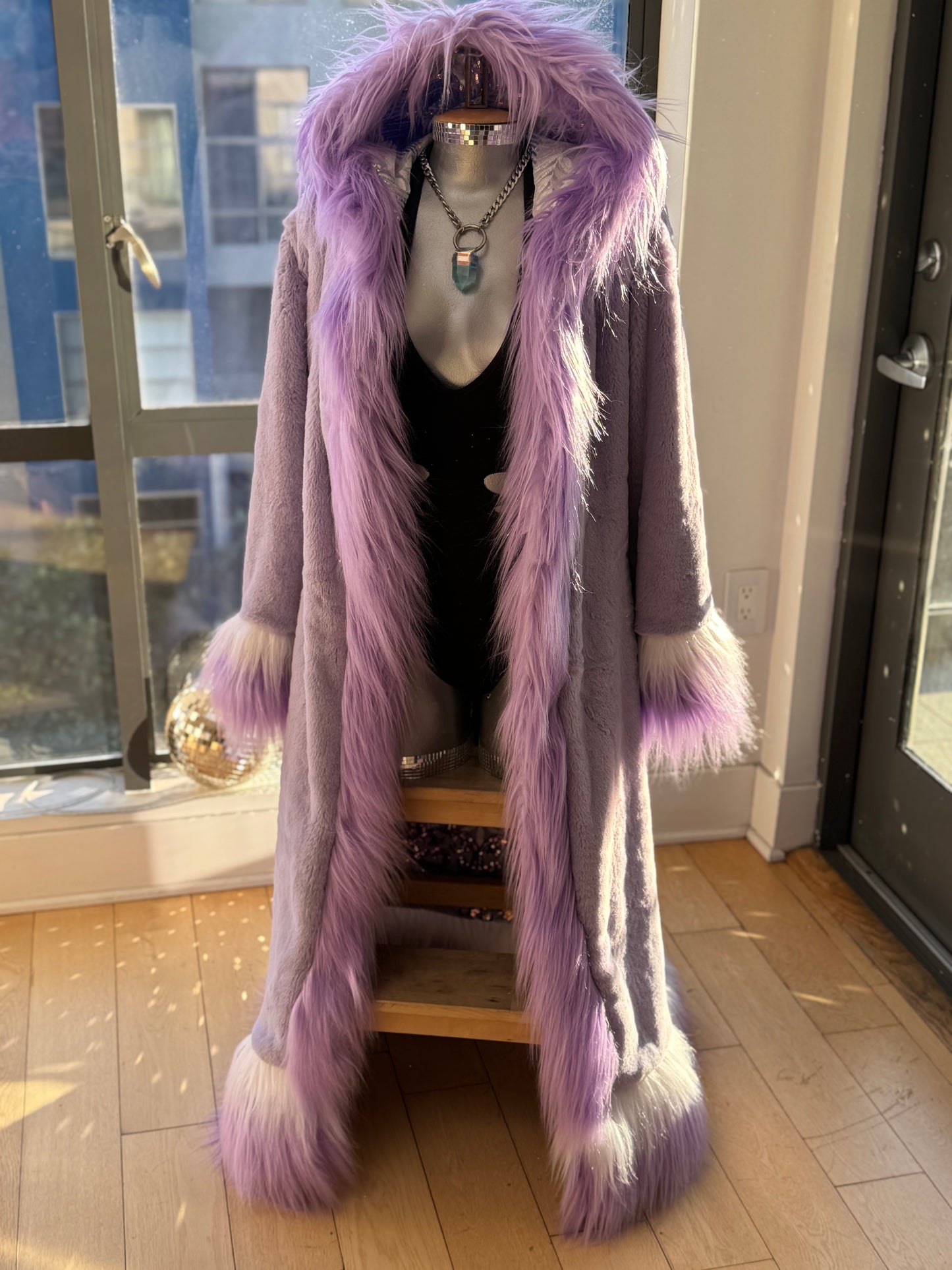 Custom No-Sequin Snuggle Coat -  Hooded, Reversible w/ Full Fur Trim