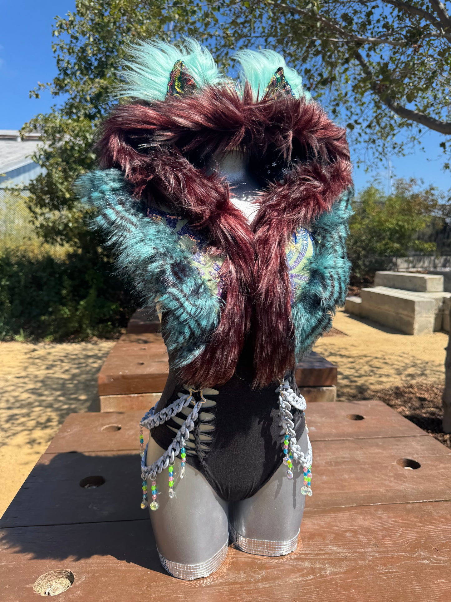 Opalescence - Sequin Fluffe Hood [K Queen Creations Collab - READY TO SHIP]