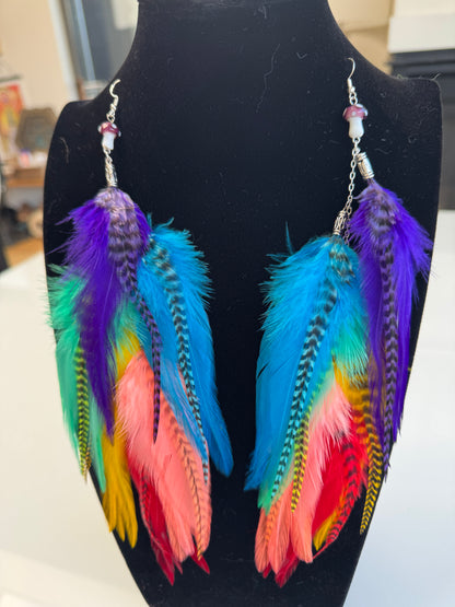 Spectrum Sweetie - Fluffy Feather Earrings