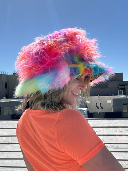 Happy Hippie - Big Floofy Patchwork Bucket Hat - Unisex M