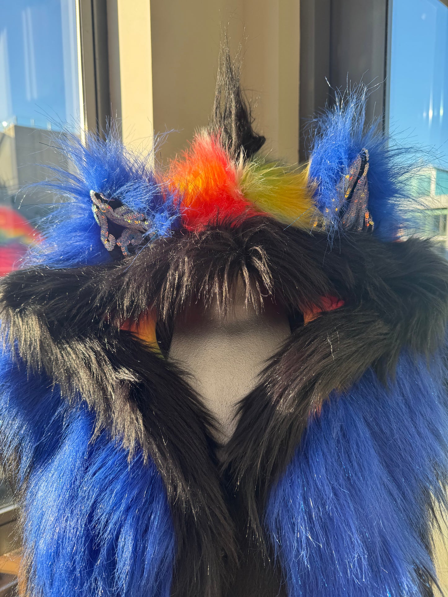 Midnight Bright - Fluffe Hood w/ Mohawk (ready to ship)