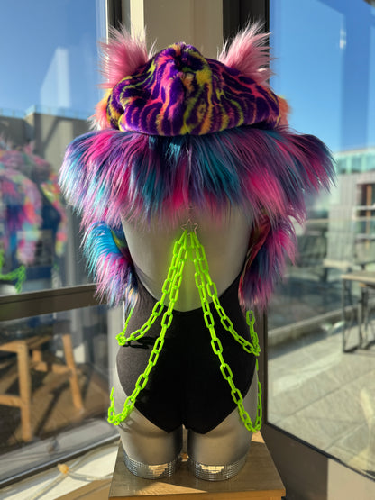 Gummy Bear Baby - Rainbow Fluffe Hood w/ Ears (women's fit)