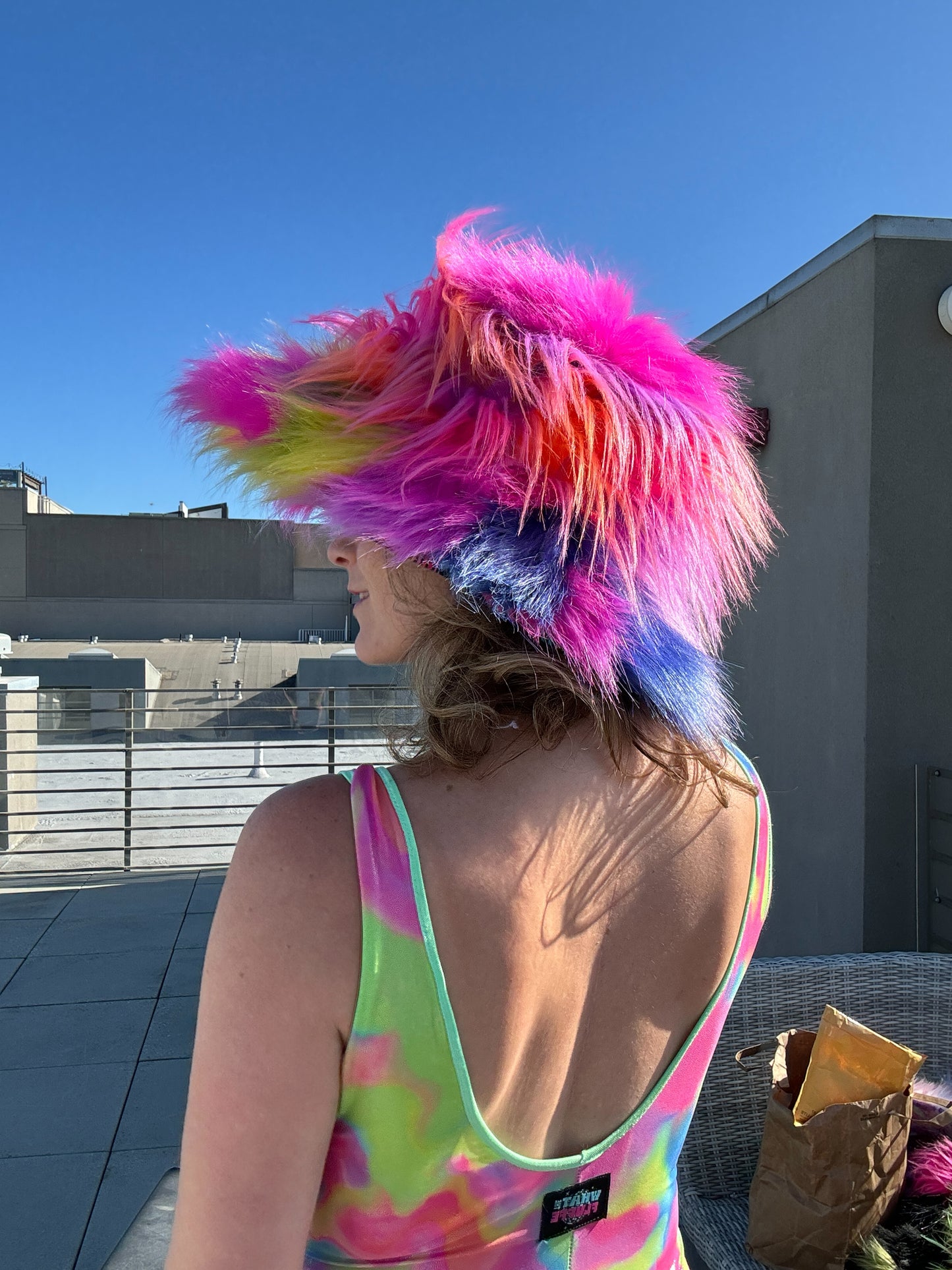 custom big floofy bucket hat