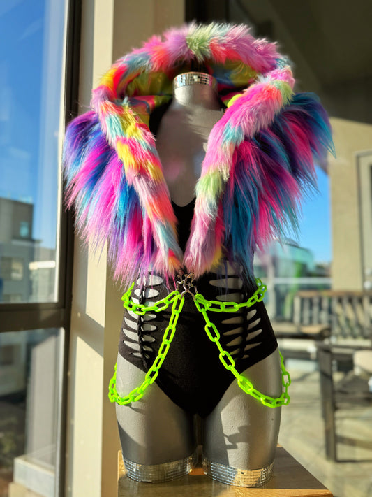 Gummy Bear Baby - Rainbow Fluffe Hood w/ Ears (women's fit)