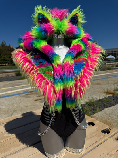 Parti Favors - Neon Sequin  Fluffe Hood
