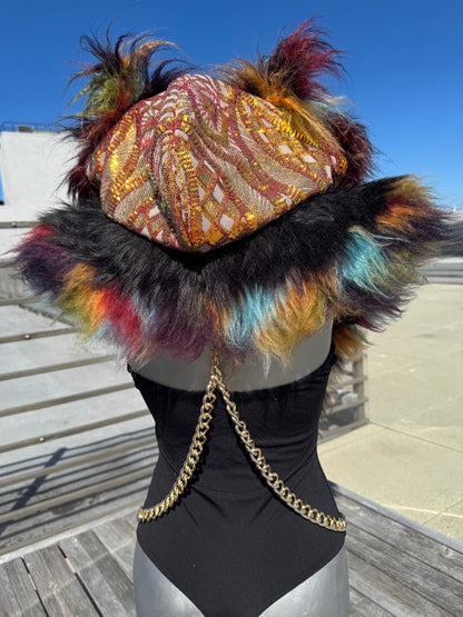 Autumn Burn - Sequin Fluffe Hood [READY TO SHIP]