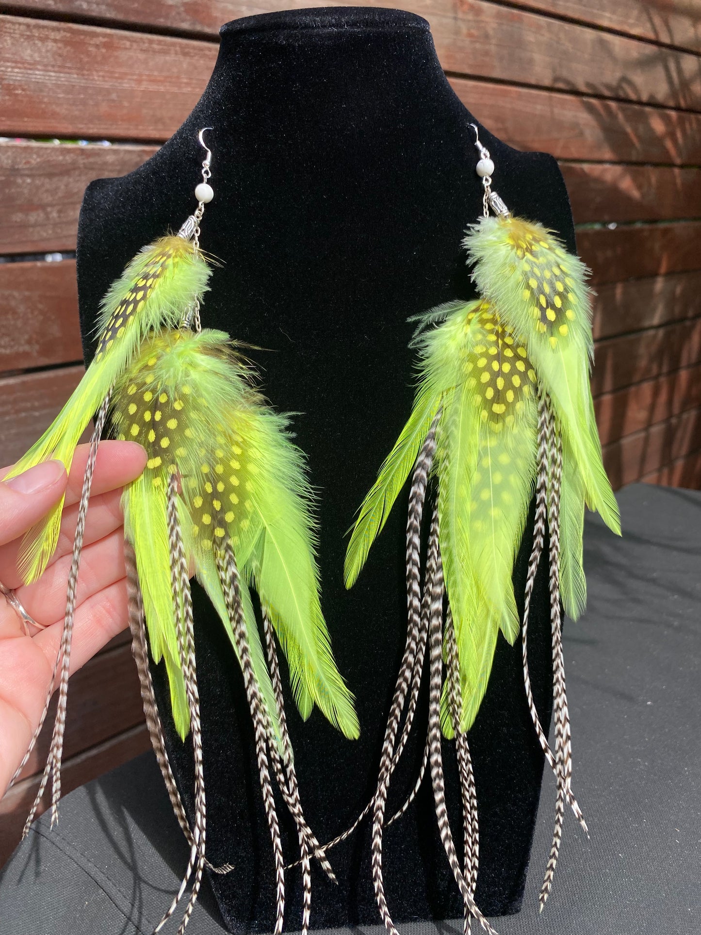 Neon Limeade - Fluffy Feather Earrings