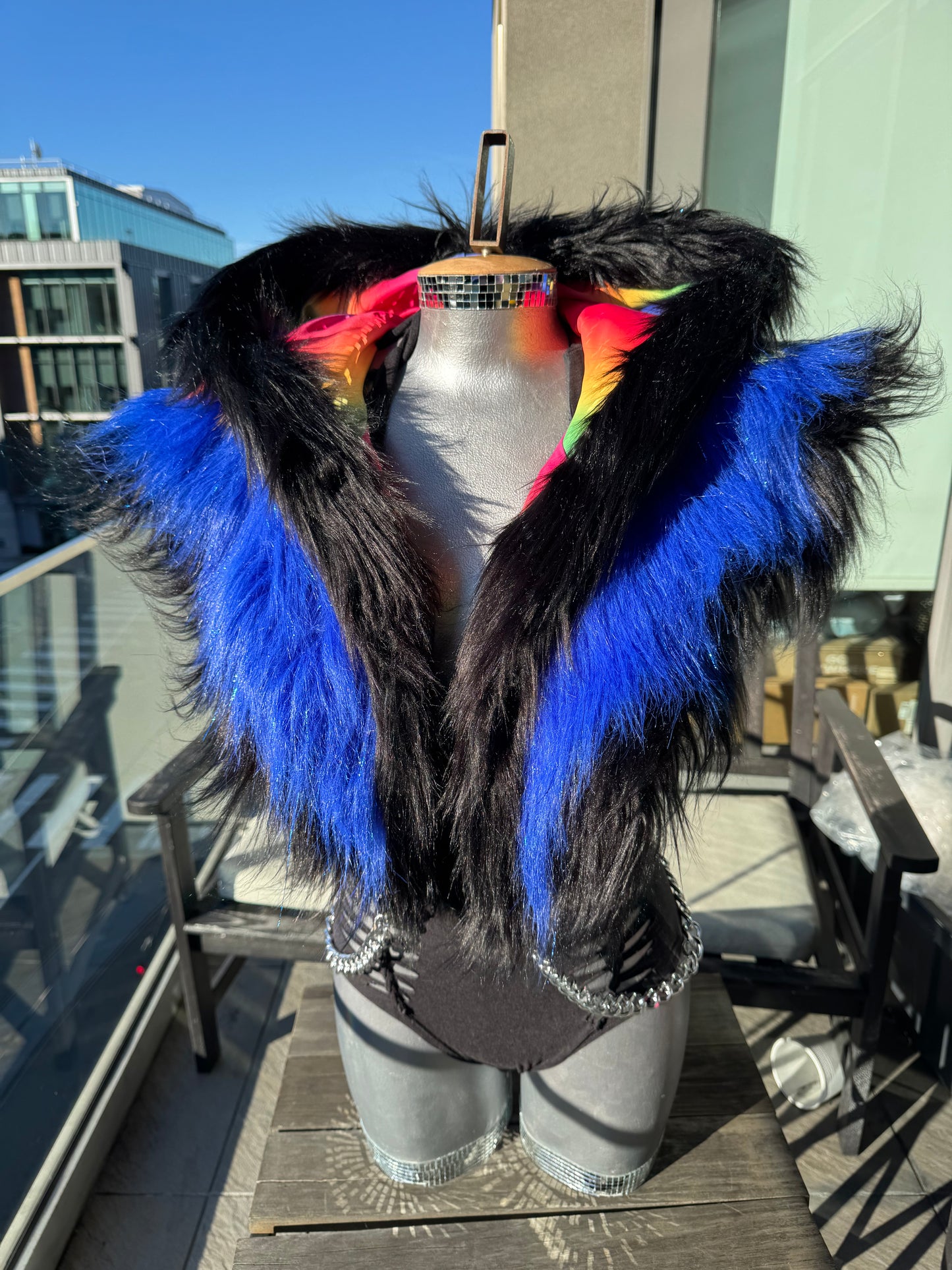 Midnight Bright - Fluffe Hood w/ Mohawk (ready to ship)