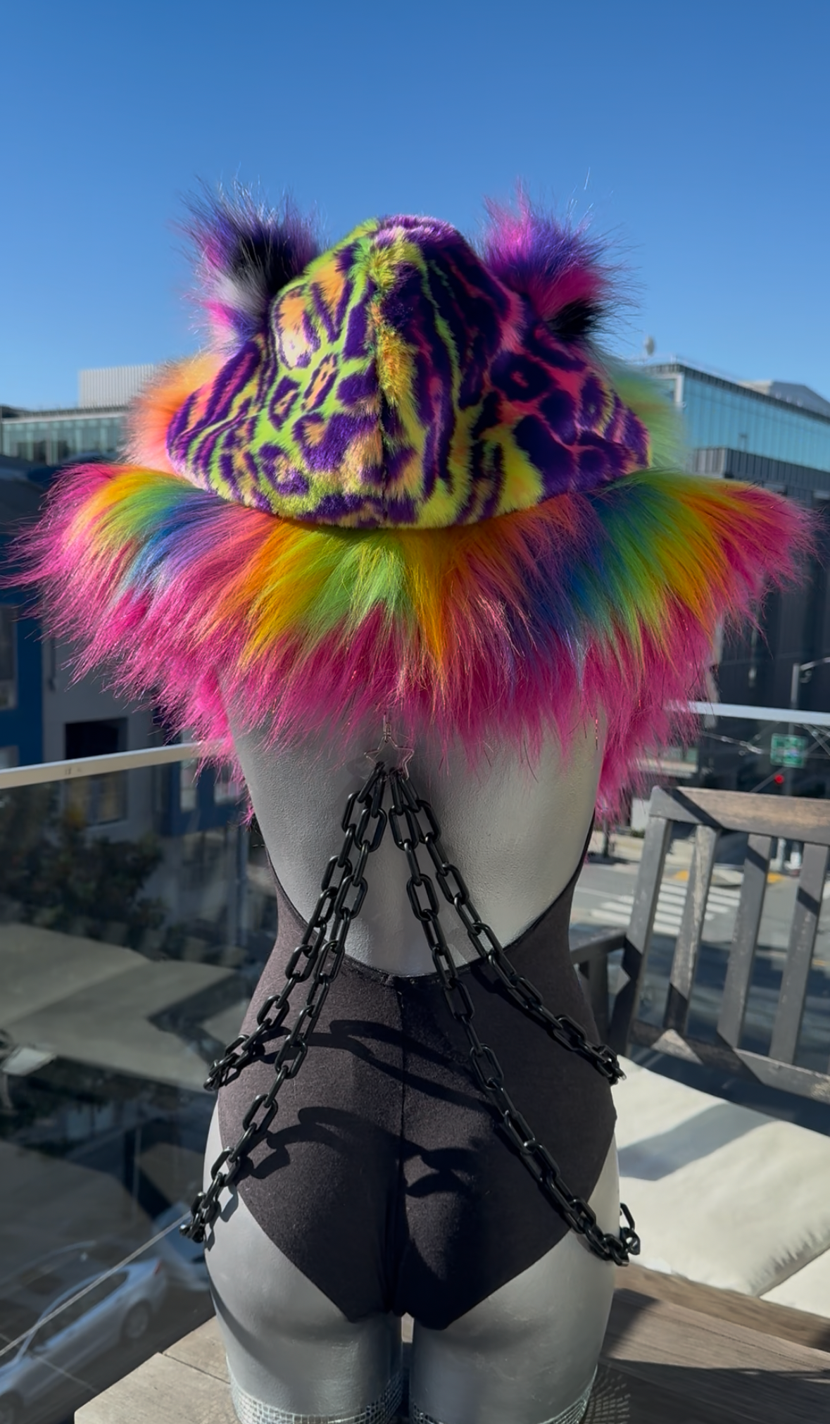Razzberry Baddie - Rainbow Fluffe Hood