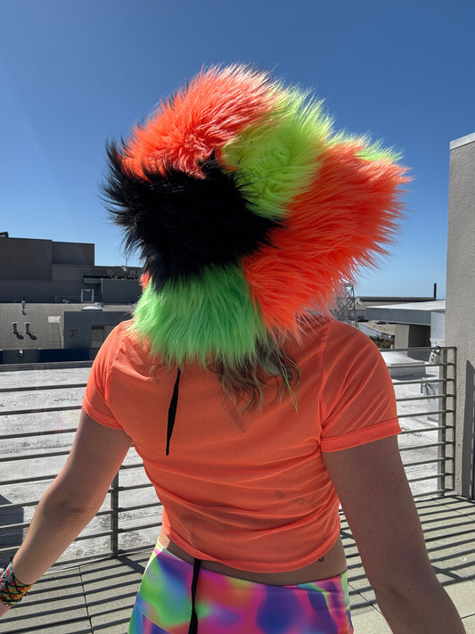 Citrus Blast - Big Floofy Patchwork Bucket Hat - Unisex S/M