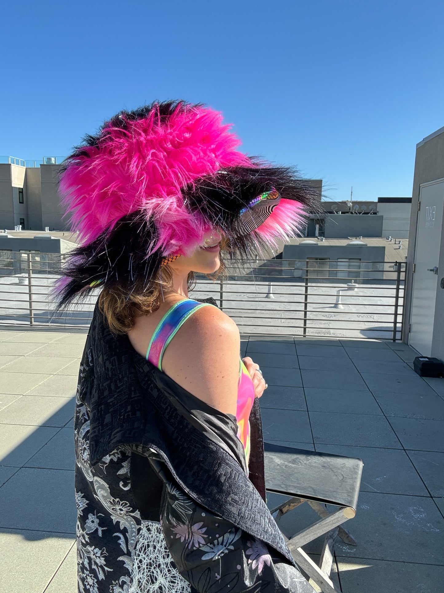 Pink Midnight - Big Floofy Patchwork Bucket Hat - Unisex L