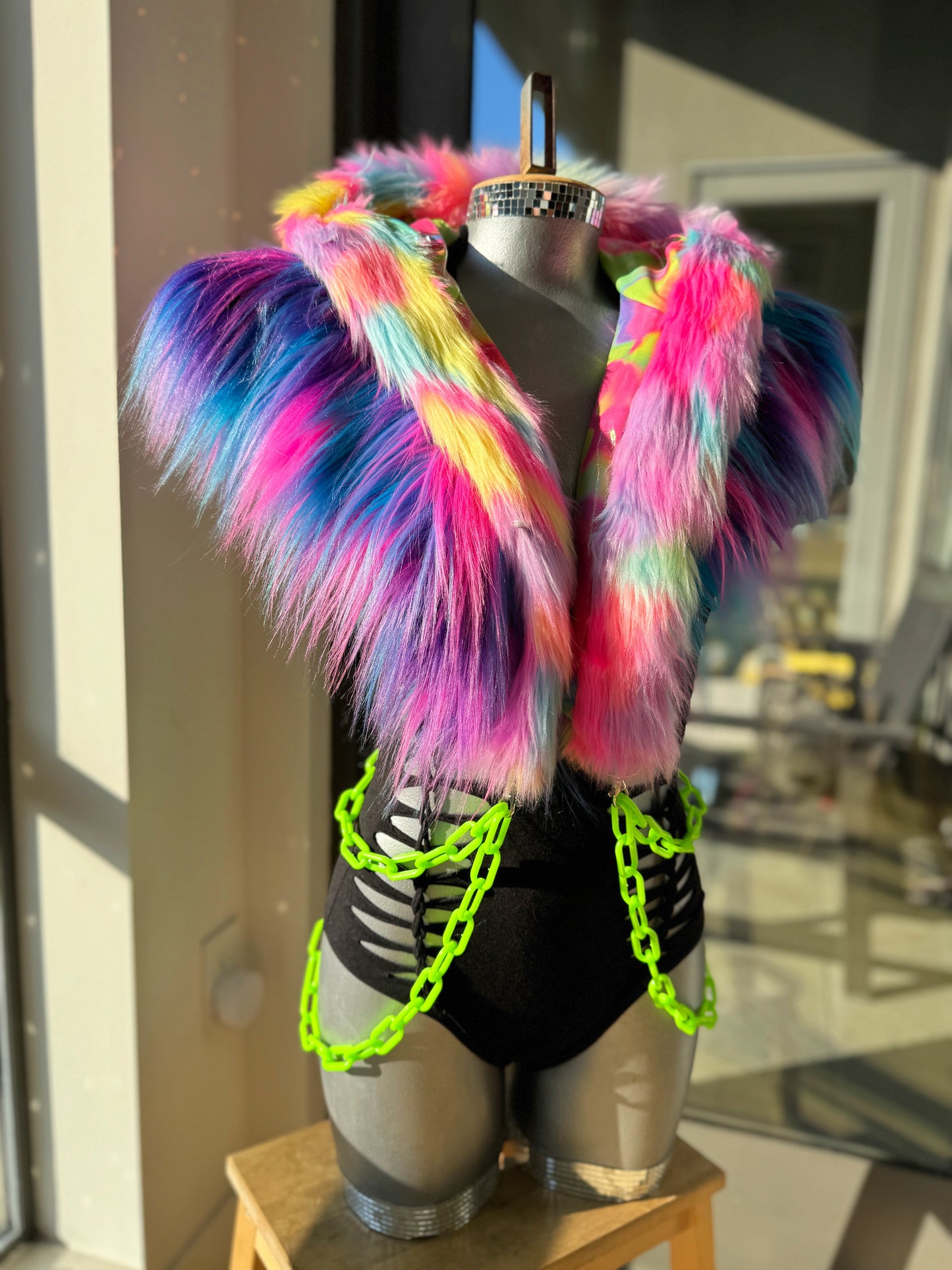 Gummy Bear Baby - Rainbow Fluffe Hood w/ Ears (women's fit)