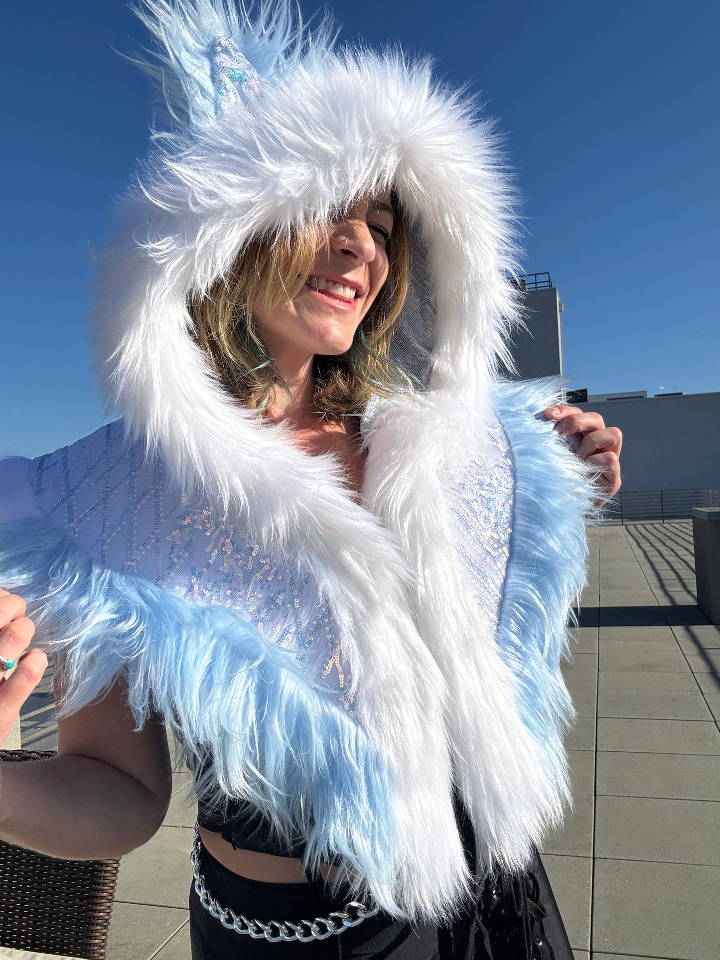 Ice Ice Baby - Sequin Fluffe Hood
