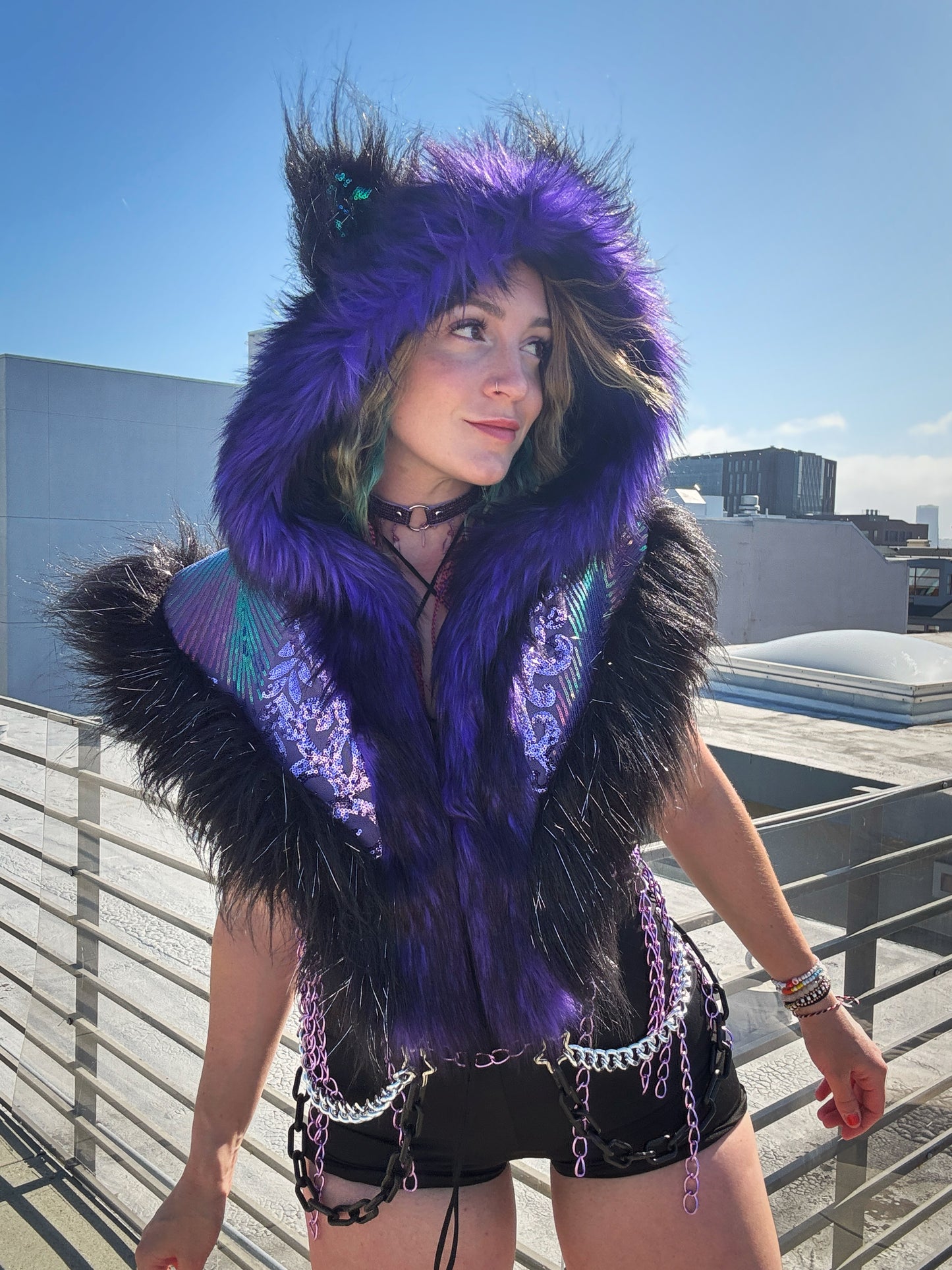 Fairy Rave Mother - Sequin Fluffe Hood