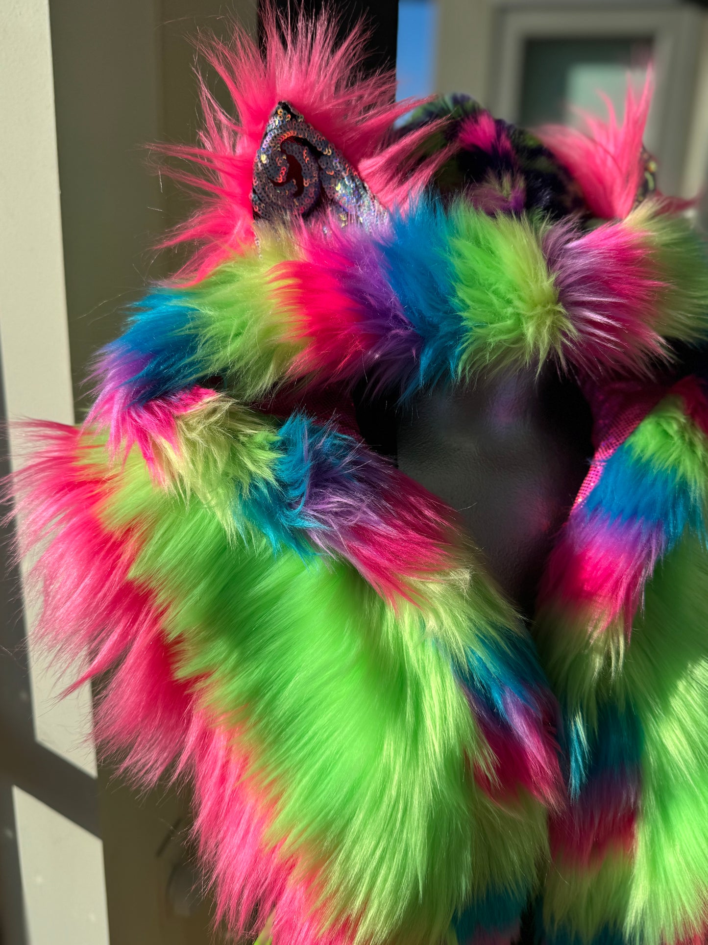Neon Watermelon - Rainbow Fluffe Hood