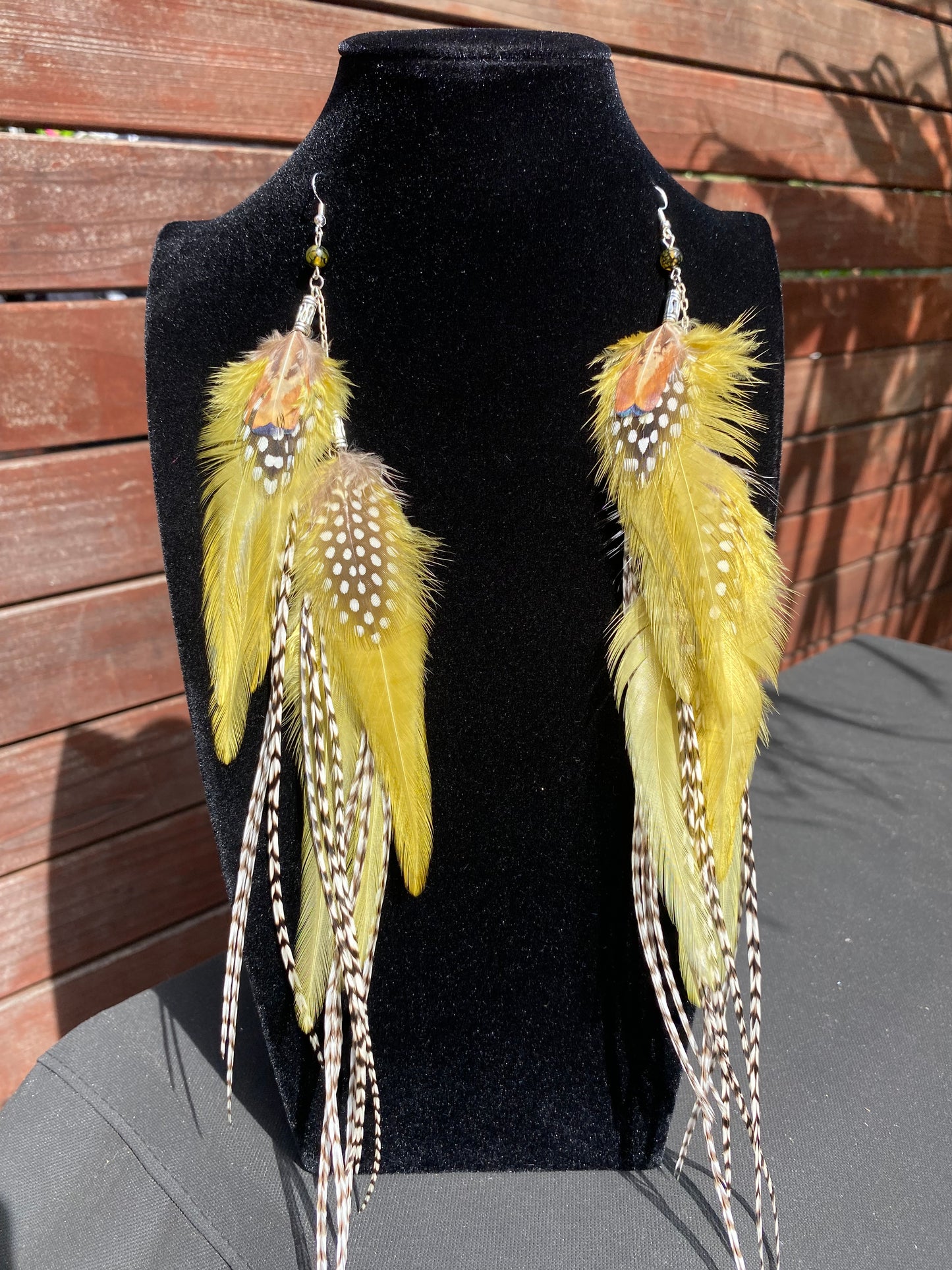Calico Cutie - Fluffy Feather Earrings