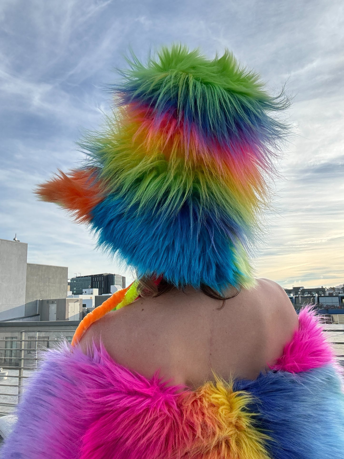 Rainbow Seuss - TALLEST Floofy Patchwork Bucket Hat - Unisex S