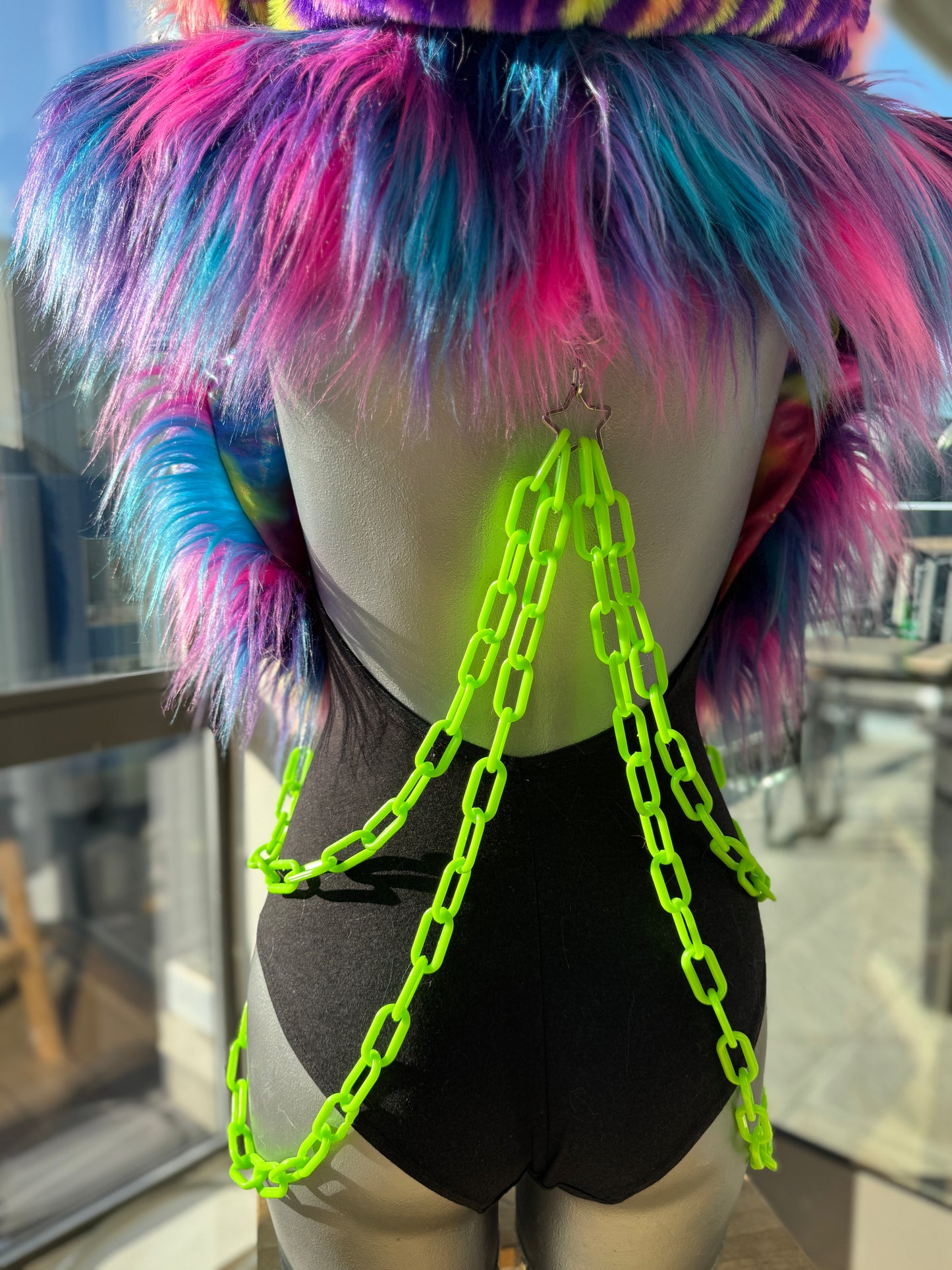 Gummy Bear Baby - Rainbow Fluffe Hood w/ Ears (women's fit)