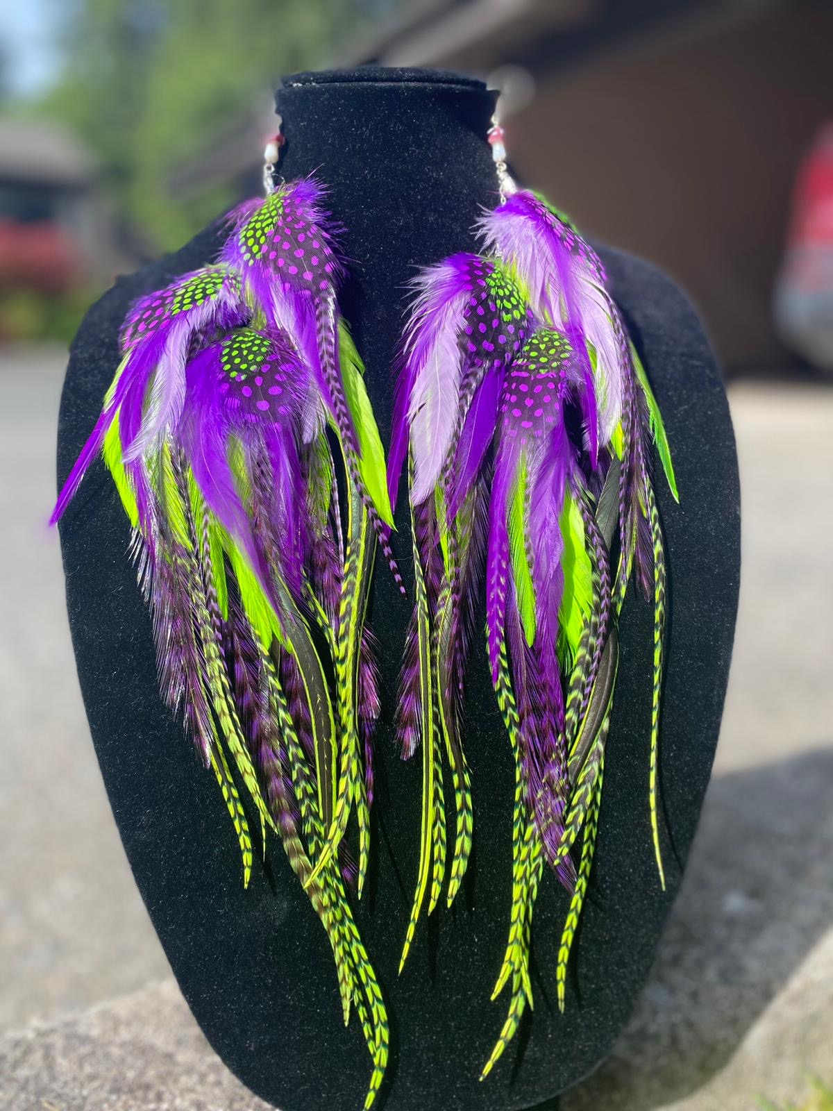 ALIEN DRIP - UV Reactive Mega Fluffy Feather Earrings