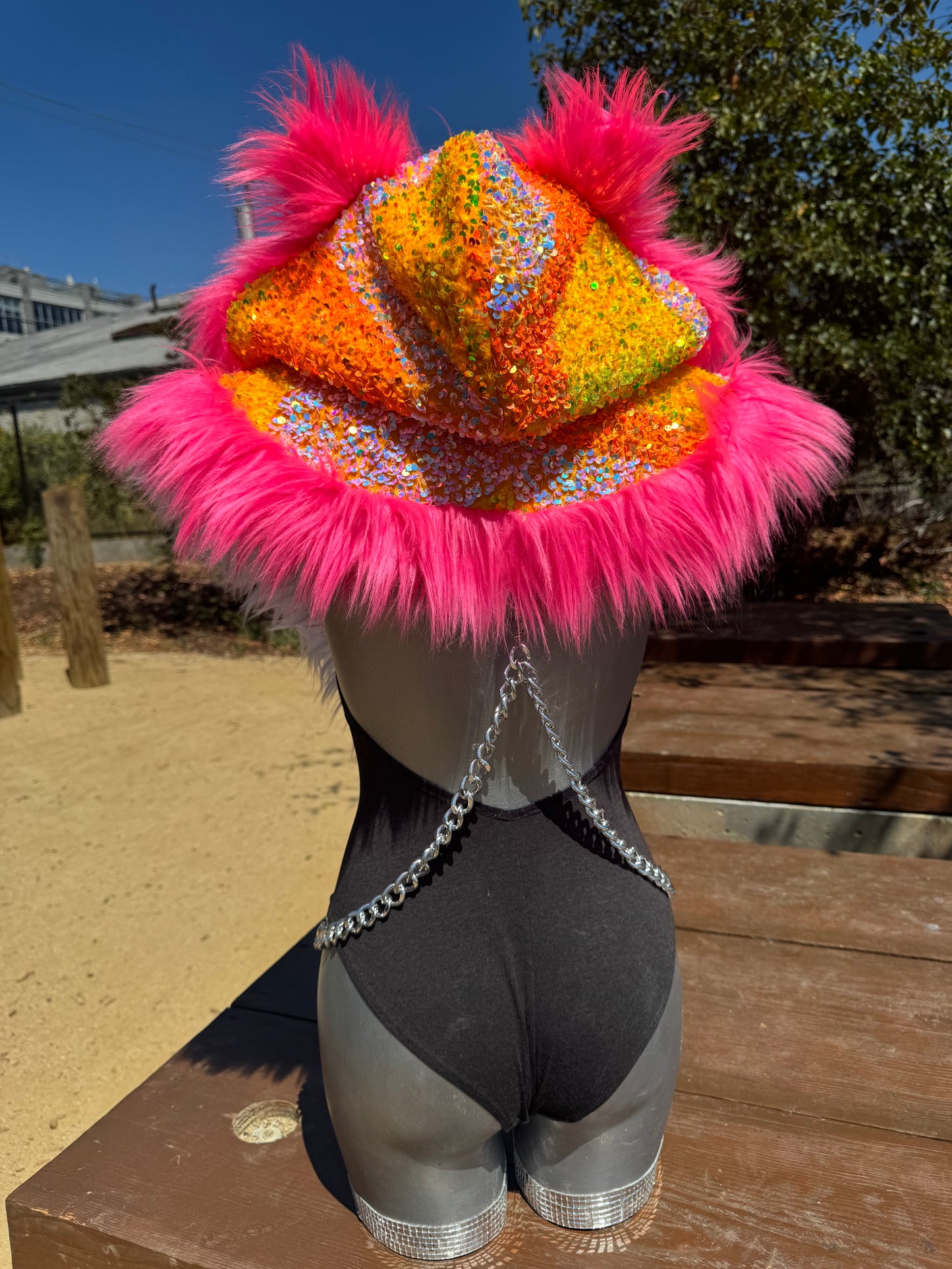 Starburst - Neon Sequin Fluffe Hood [READY TO SHIP]