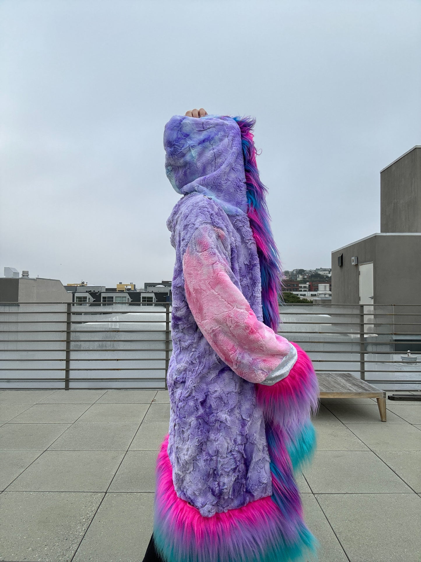 Custom No-Sequin Snuggle Coat -  Hooded, Reversible w/ Full Fur Trim