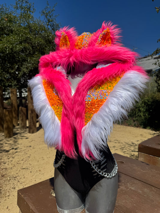 Starburst - Neon Sequin Fluffe Hood [READY TO SHIP]