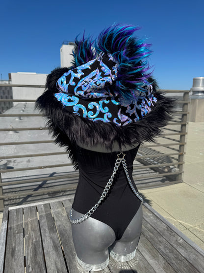 Glacier Moon - Sequin Fluffe Hood  [READY TO SHIP]