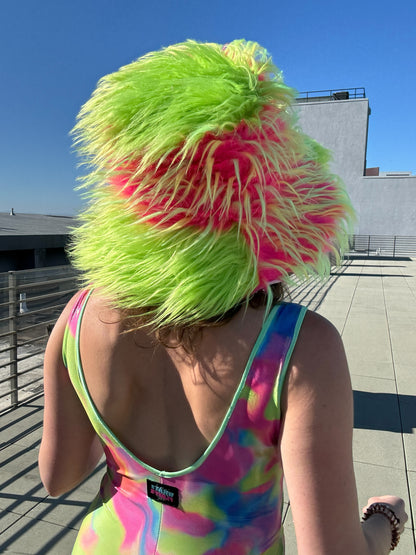 Watermelon Sugar - Big Floofy Patchwork Bucket Hat - Unisex L