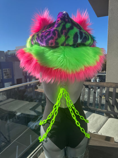 Neon Watermelon - Rainbow Fluffe Hood