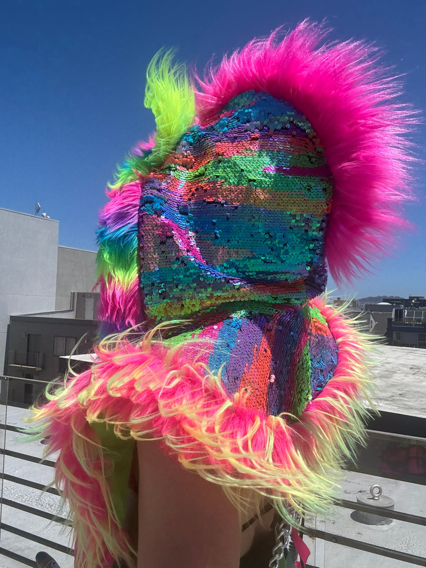 Parti Favors - Neon Sequin  Fluffe Hood