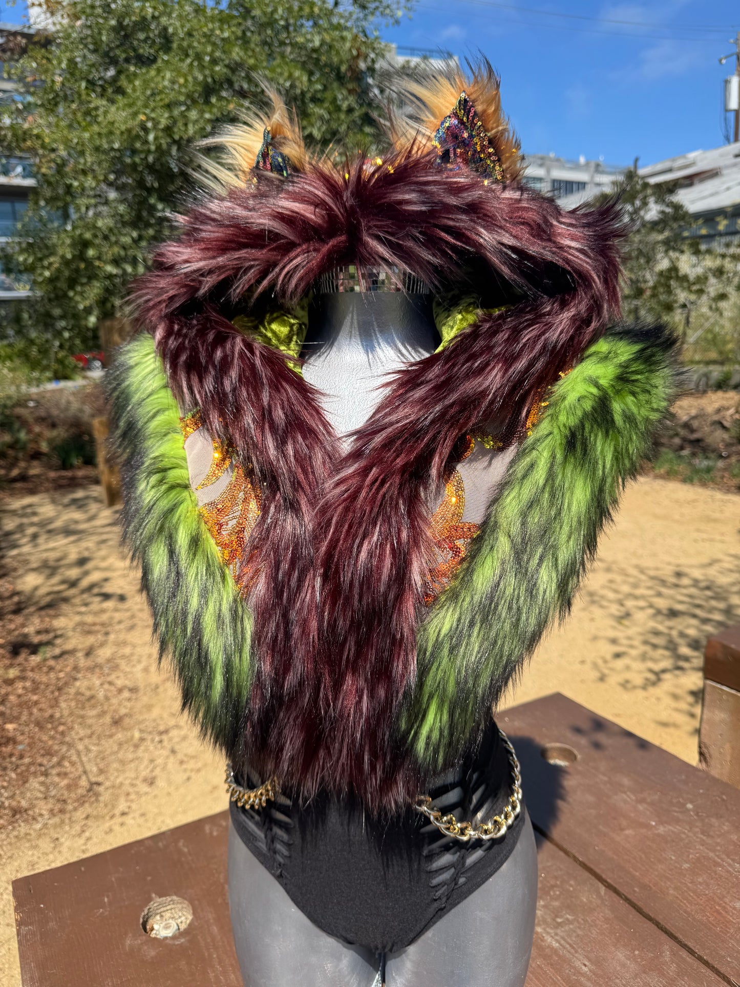 Mossfire - Sequin Fluffe Hood