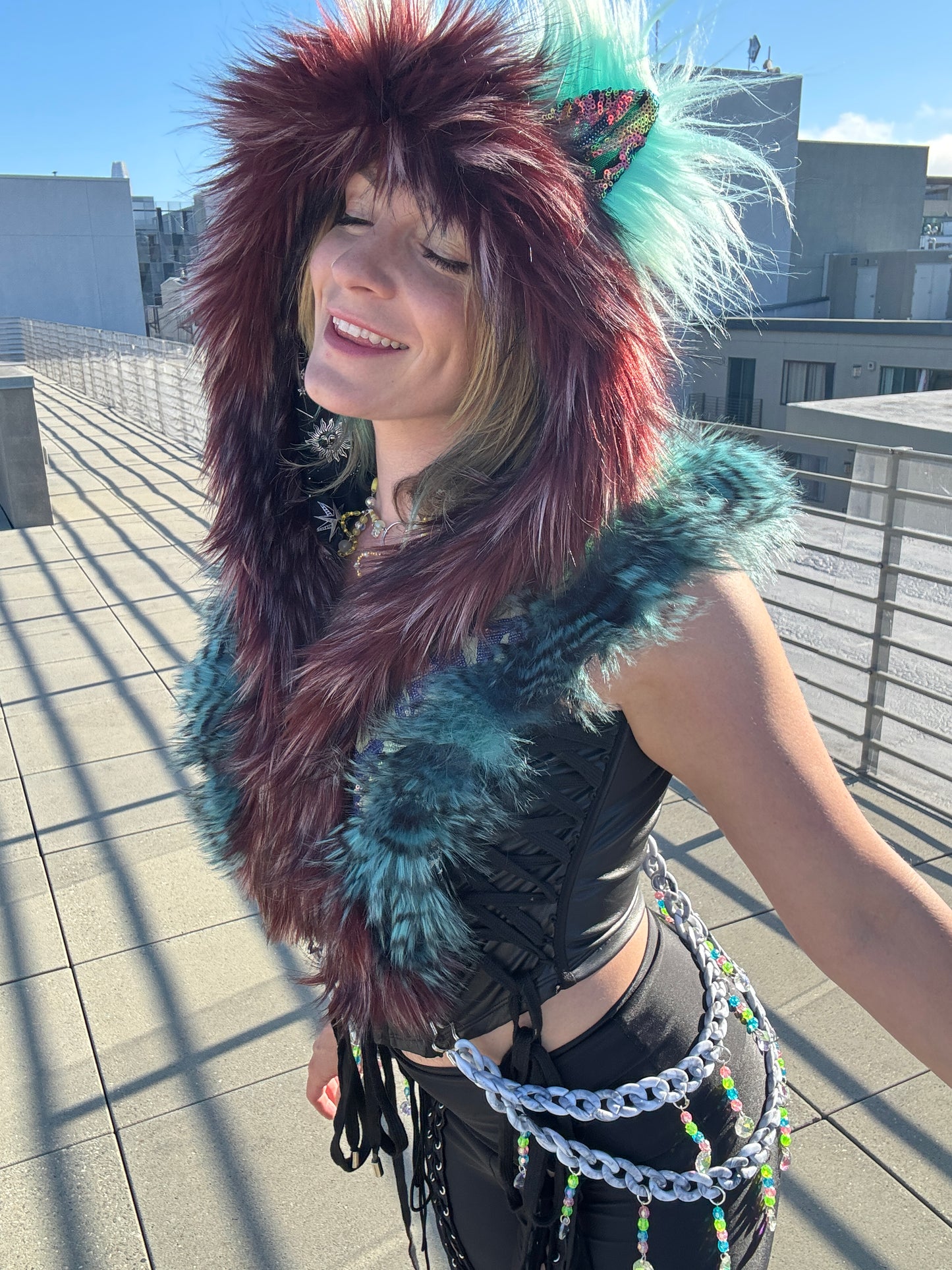 Opalescence - Sequin Fluffe Hood [K Queen Creations Collab - READY TO SHIP]