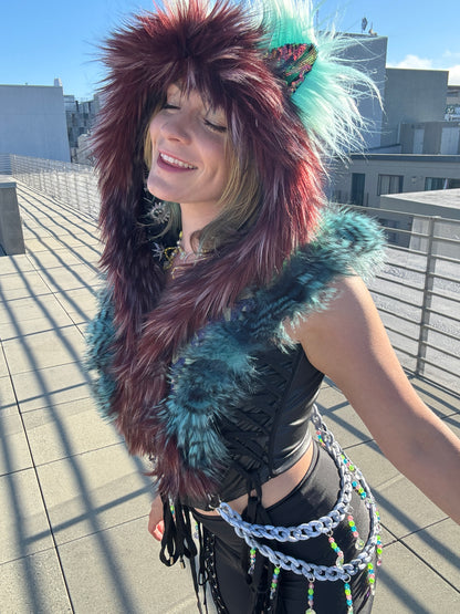 Opalescence - Sequin Fluffe Hood [K Queen Creations Collab - READY TO SHIP]