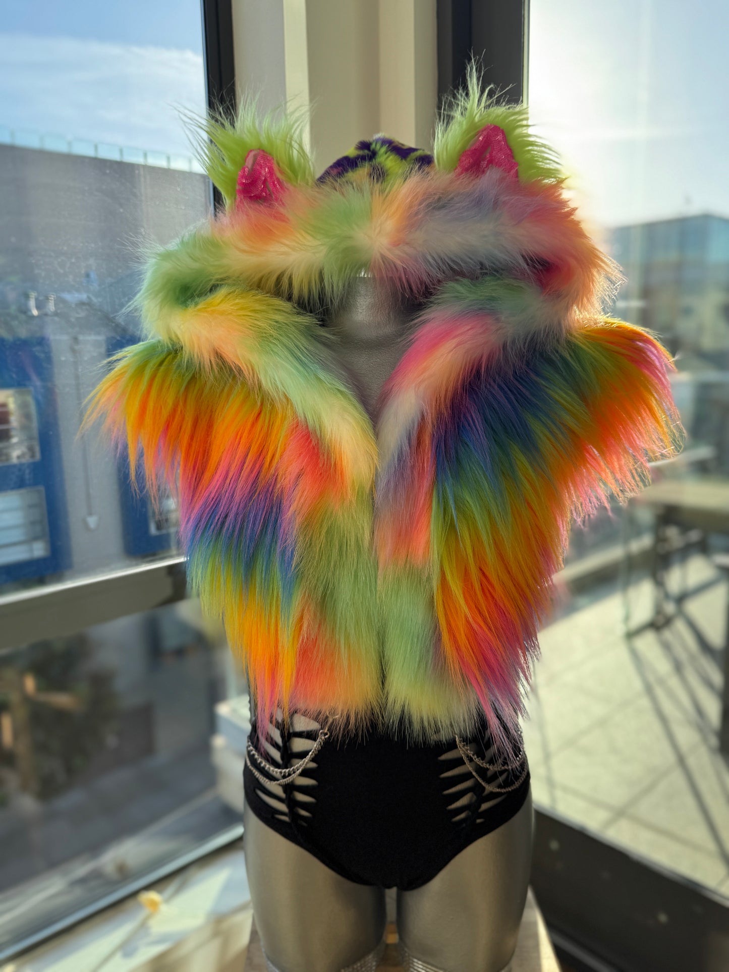 Sour Patch Kidd xx - Rainbow Fluffe Hood w/ Ears