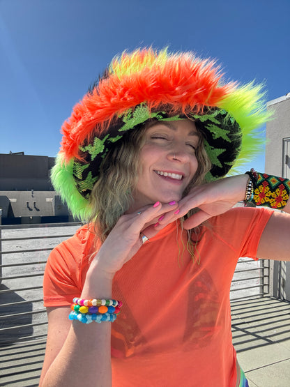 Citrus Blast - Big Floofy Patchwork Bucket Hat - Unisex S/M