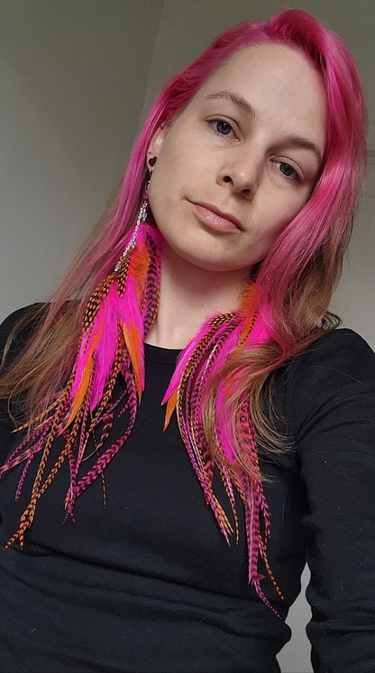 ATOMIC PUNCH - Neon Mega Fluffy Feather Earrings