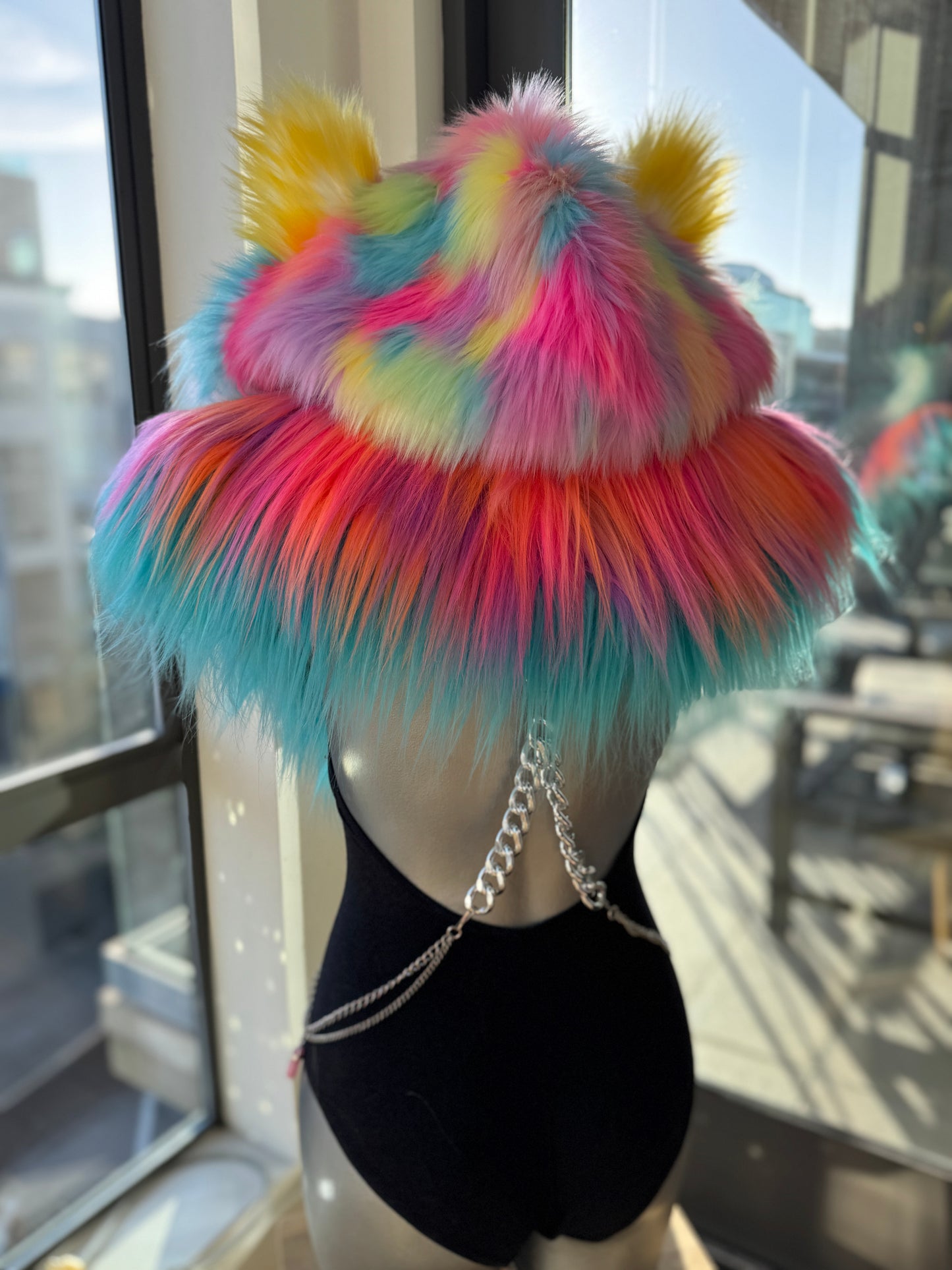 Utopia Sunset - Rainbow Fluffe Hood w/ Ears (women's fit)