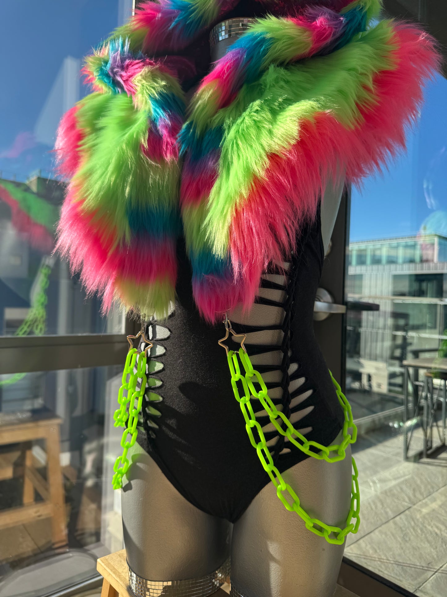 Neon Watermelon - Rainbow Fluffe Hood