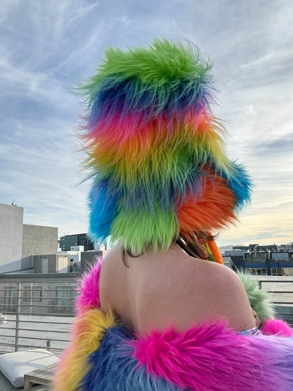 Rainbow Seuss - TALLEST Floofy Patchwork Bucket Hat - Unisex S