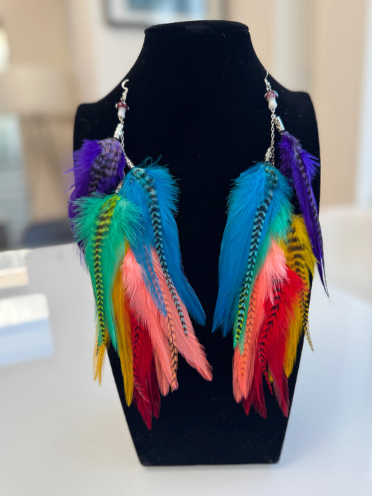Spectrum Sweetie - Fluffy Feather Earrings