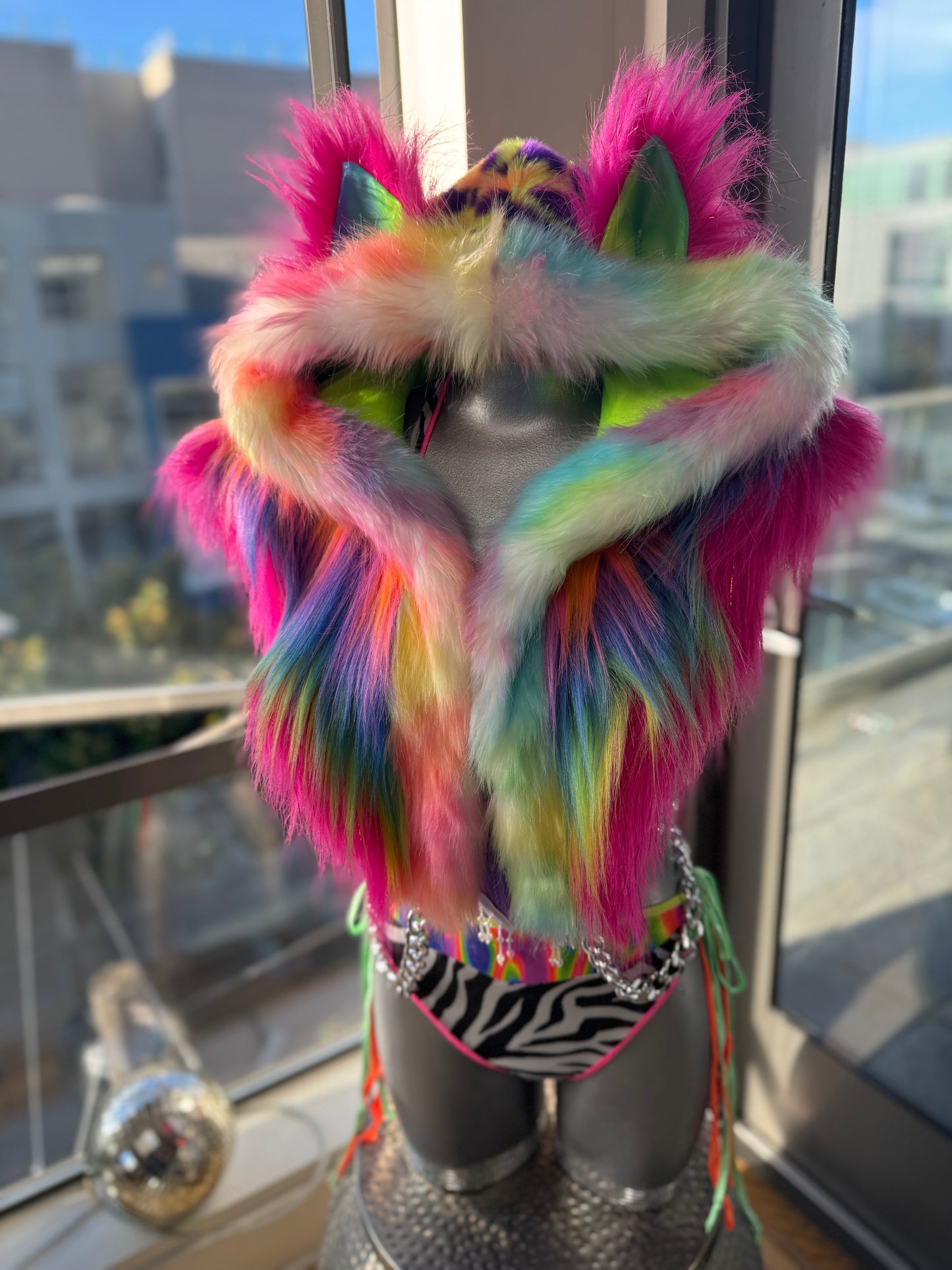 Razzberry Baddie - Rainbow Fluffe Hood