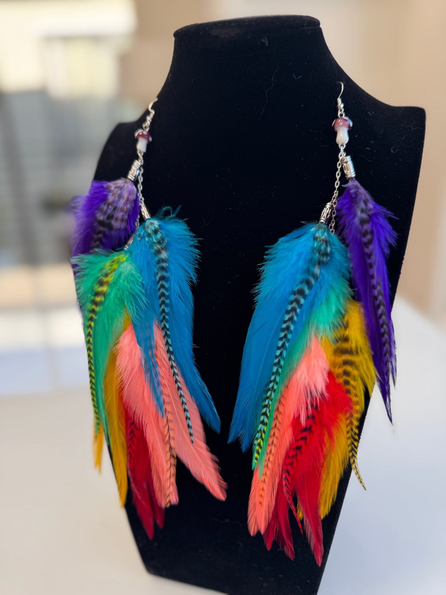 Spectrum Sweetie - Fluffy Feather Earrings