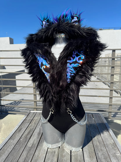 Glacier Moon - Sequin Fluffe Hood  [READY TO SHIP]