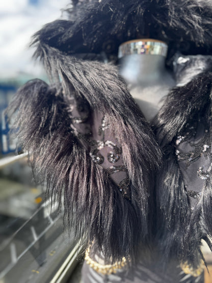 All Black - Sequin Fluffe Hood