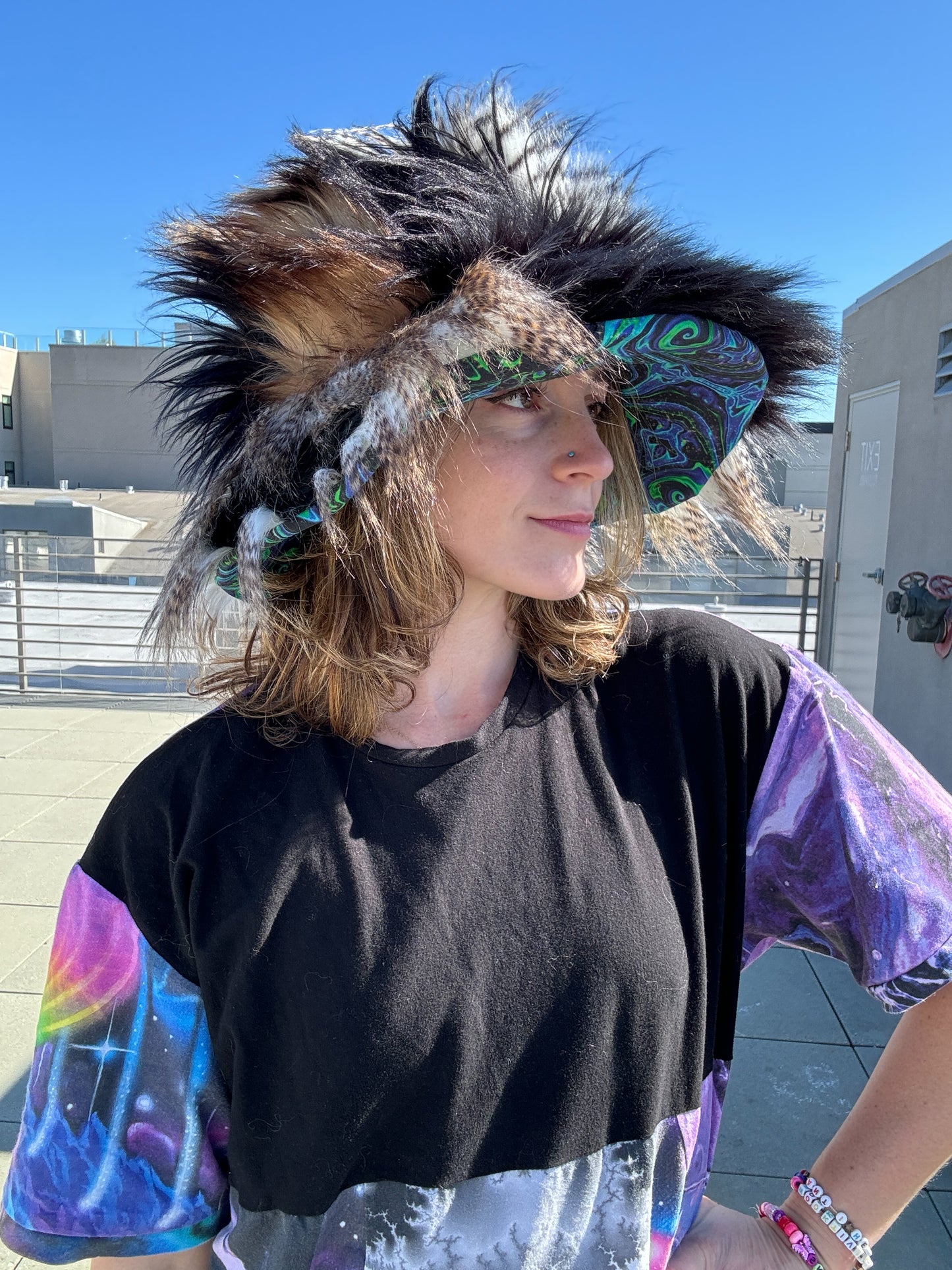 Woodland Creature - Big Floofy Patchwork Bucket Hat - Unisex S