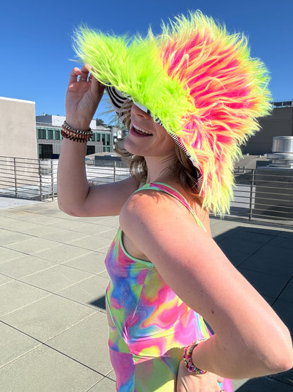 Watermelon Sugar - Big Floofy Patchwork Bucket Hat - Unisex L