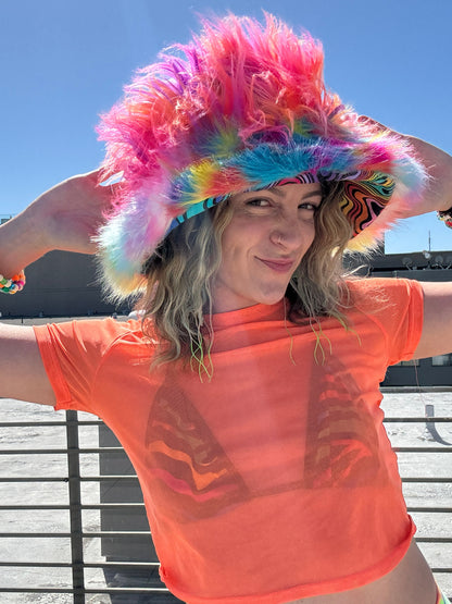 Happy Hippie - Big Floofy Patchwork Bucket Hat - Unisex M