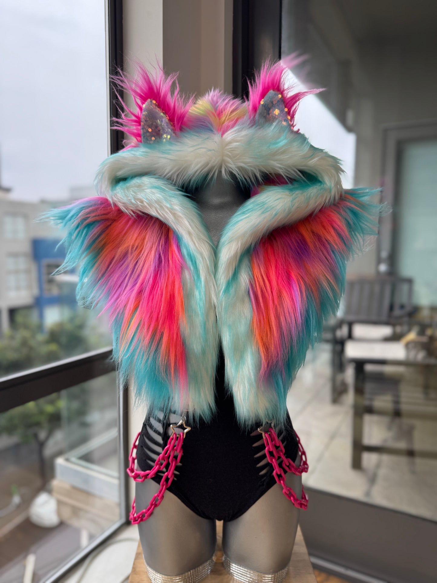 Utopia Sunset - Rainbow Fluffe Hood