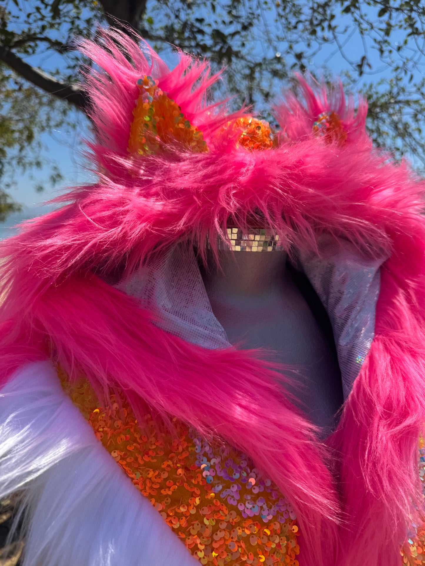 Starburst - Neon Sequin Fluffe Hood [READY TO SHIP]
