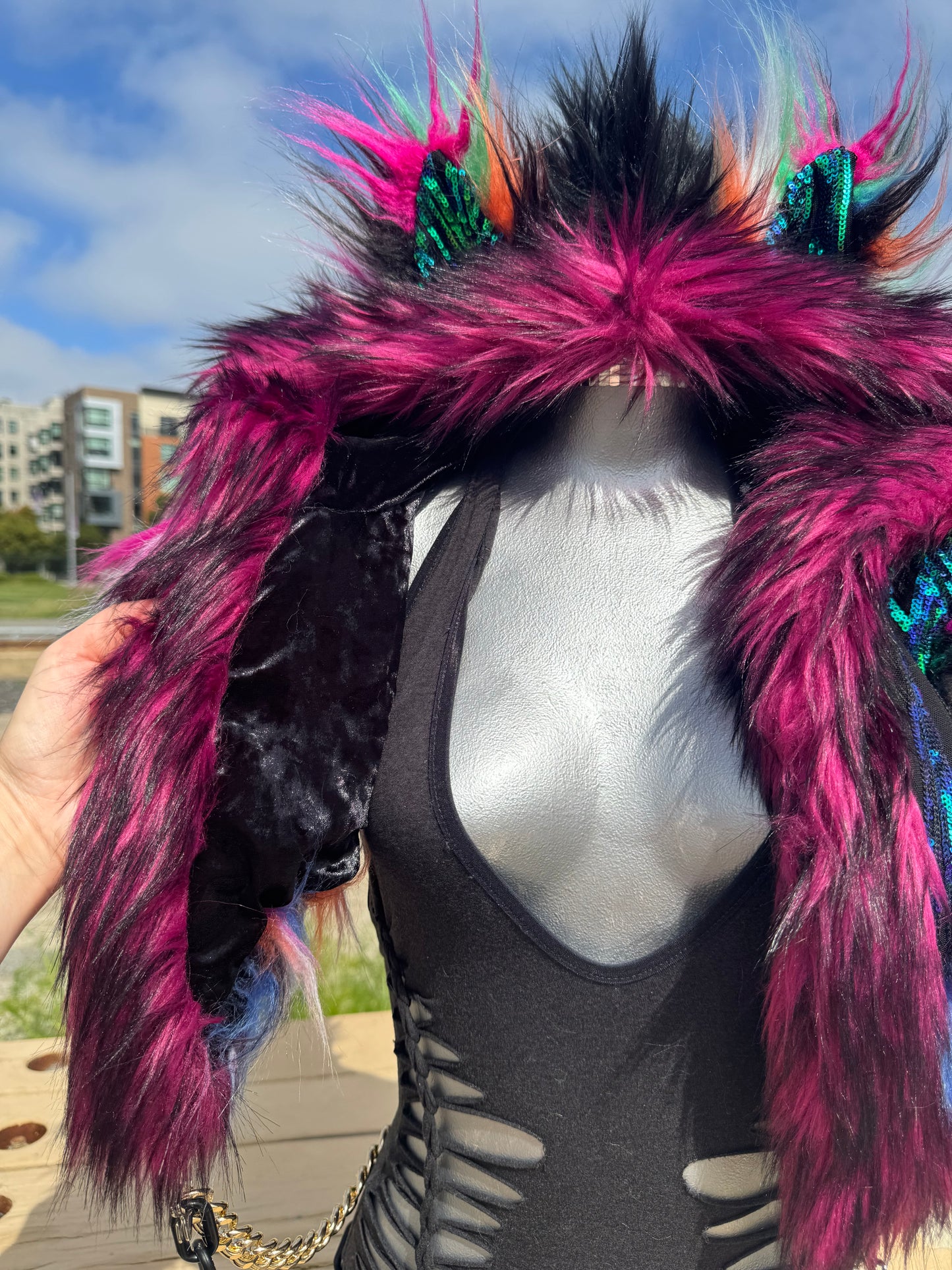 Jaw Dropper - Sequin Fluffe Hood